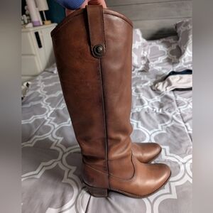 Frye Jackie Tall Chesnut Brown Heeled Boots